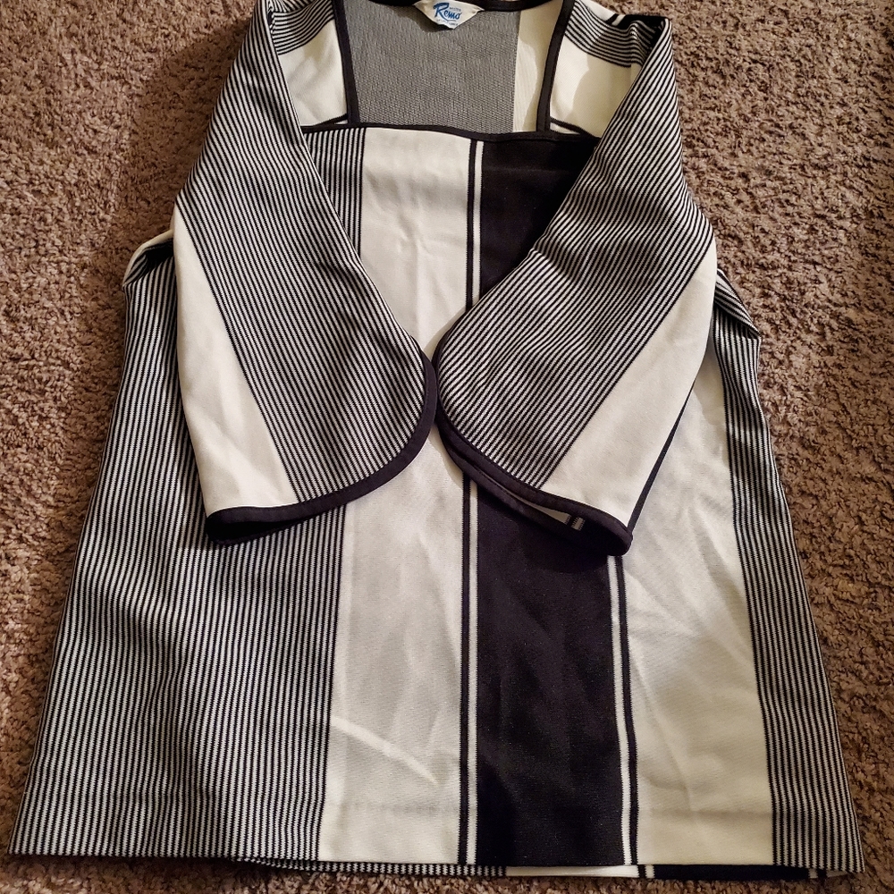 Vintage Mister Remo Black White Print Top